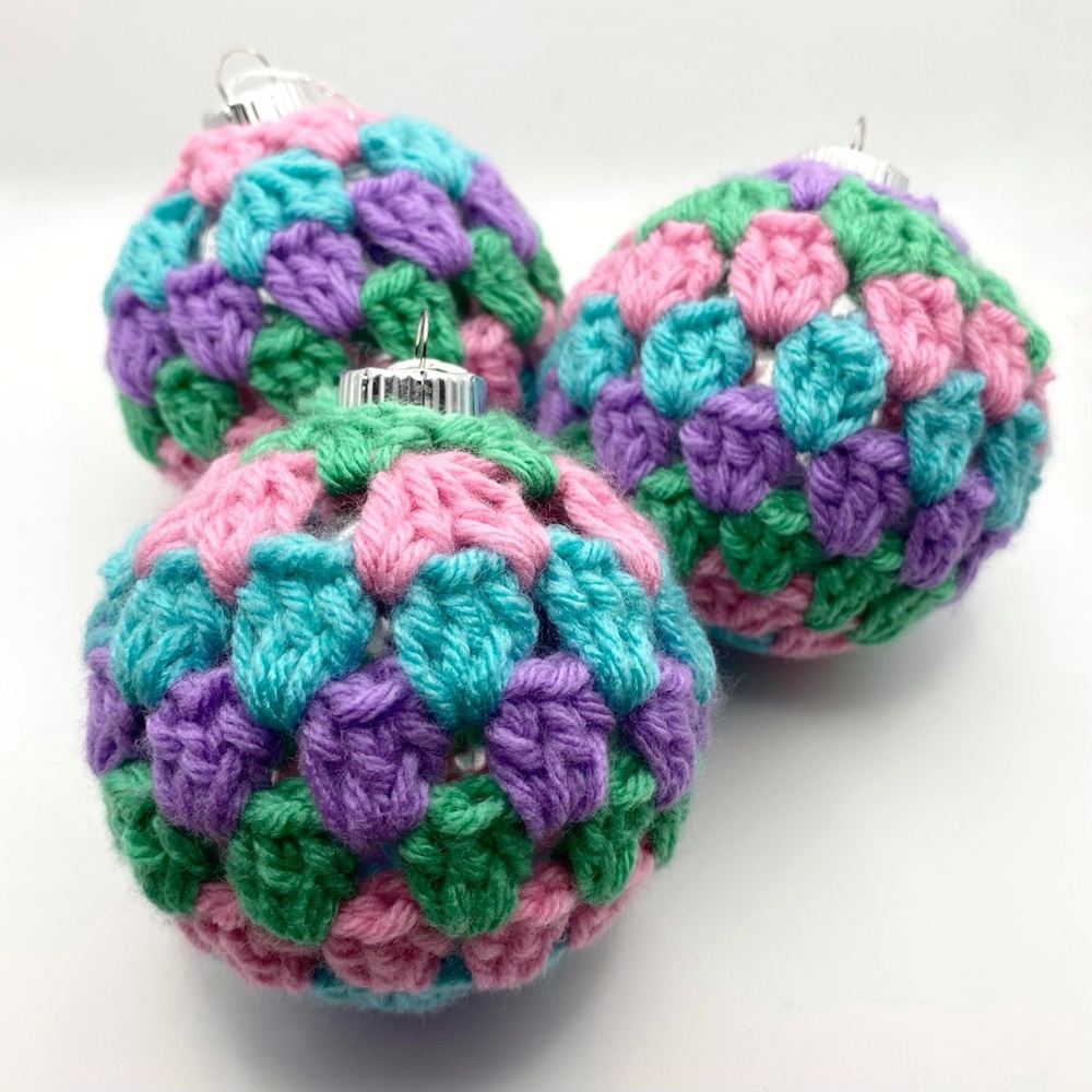 Multicolor Retro Pastel Crochet Ornaments Set of 3